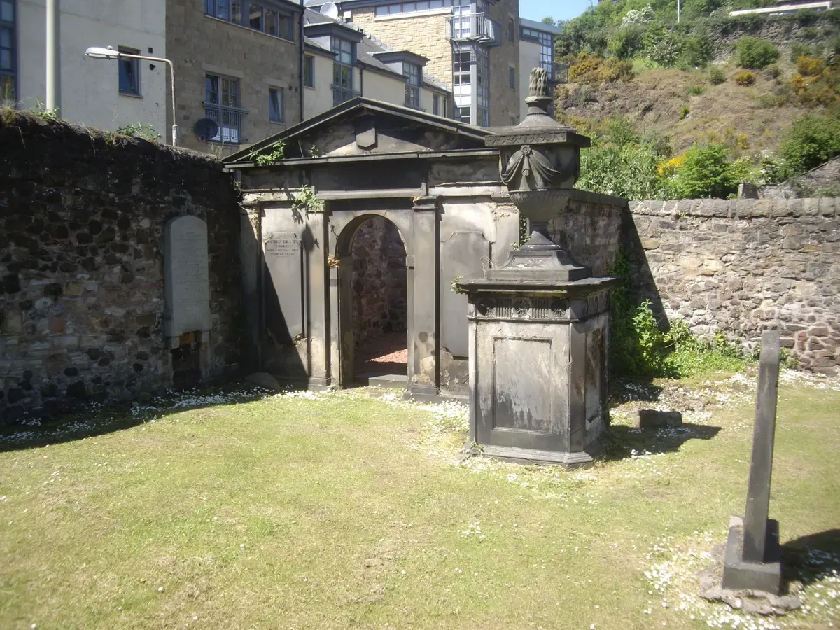 A walled burial enclosure in Canongate Kirkyard on the Royal Mile, Edinburgh ghost tours, Edinburgh, Scotland