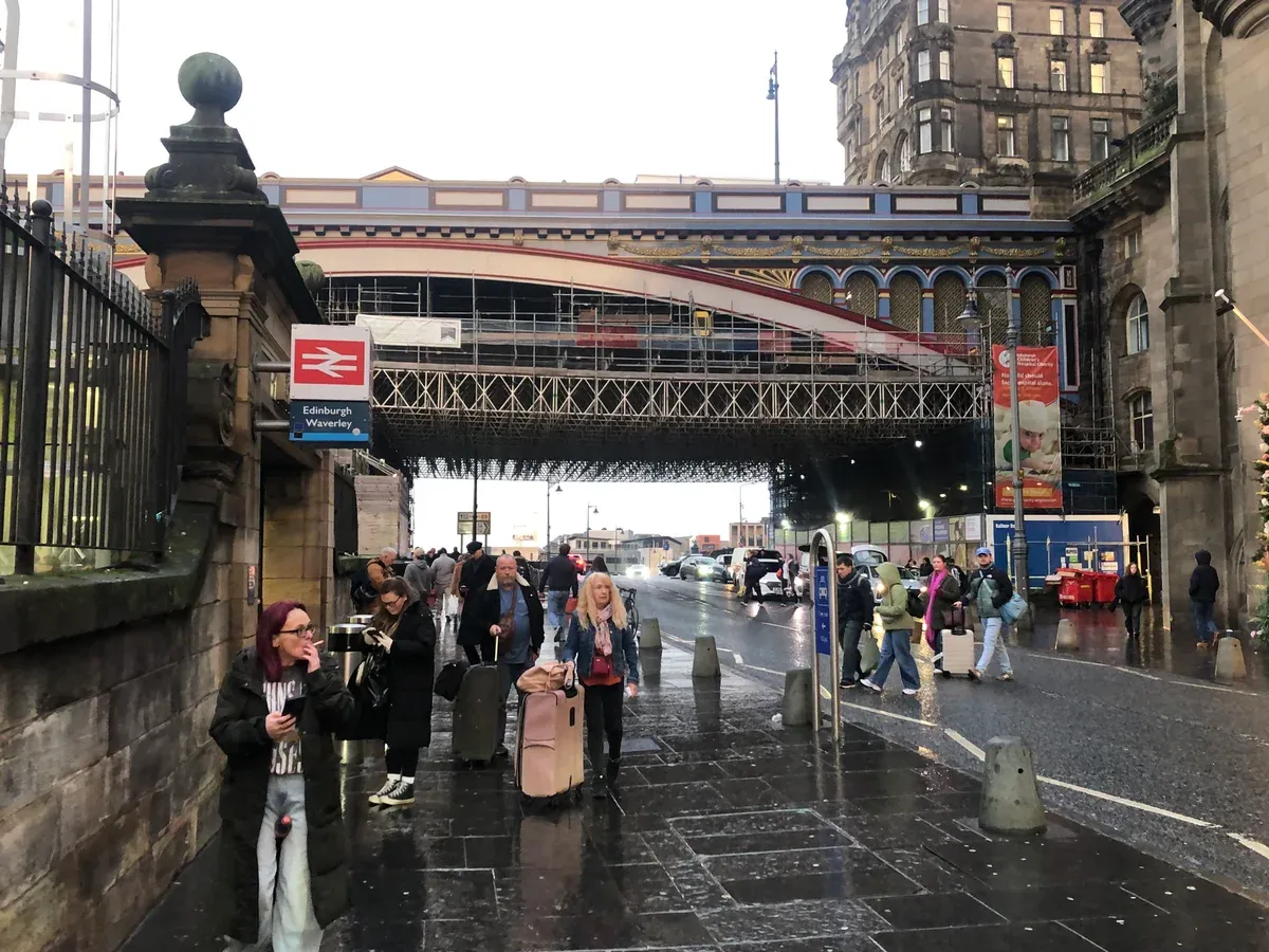 The approach to Waverley Station on Market Street, where the Edinburgh Dungeon is a short walk away, Edinburgh ghost tours, Edinburgh, Scotland